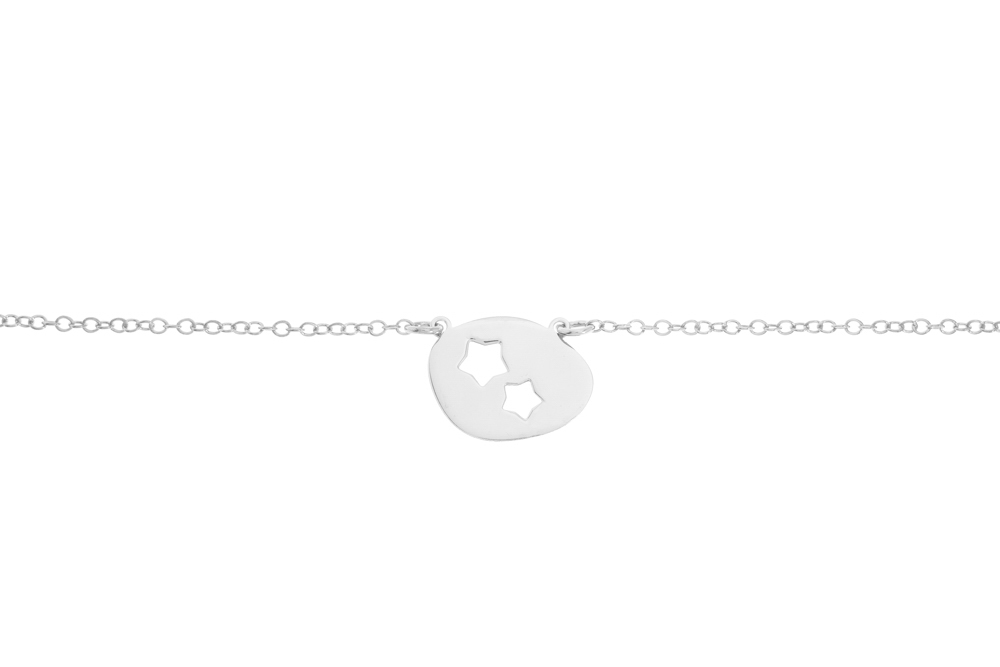 Collar plata 925 placa calada dos estrellas 
