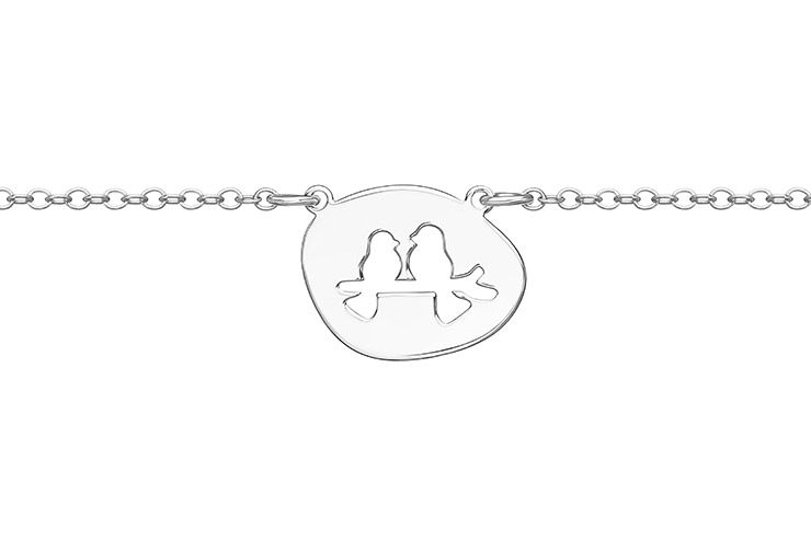 Collar plata 925 placa calada pajaritos 