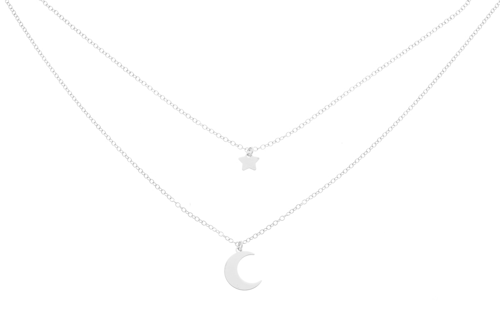 Collar plata 925 estrella y luna