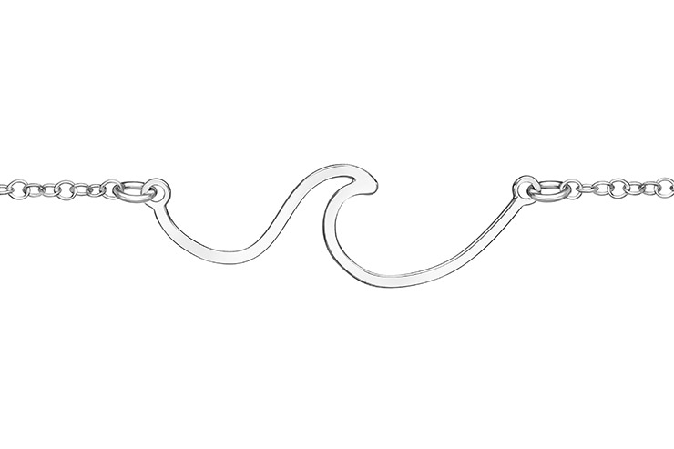 Sterling silver wave necklace 38+5cm sterling silver
