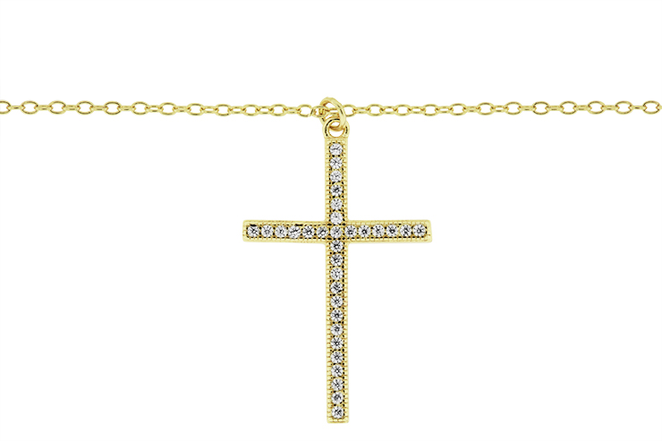 Collar plata 925 cruz con zirconita 