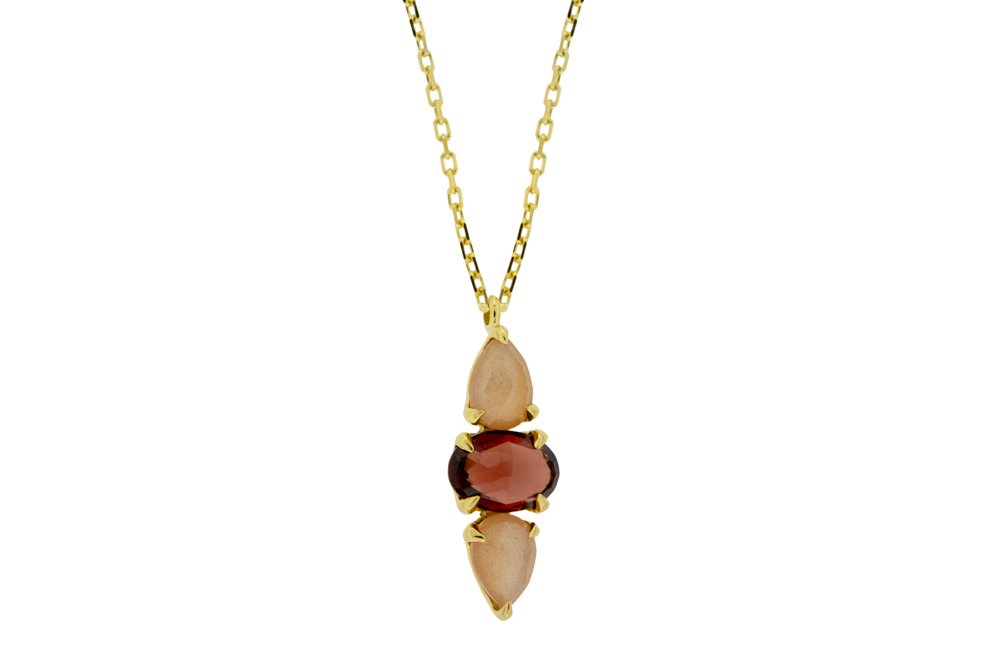 Silver 925 necklace semi preci 38+5cm rose gold plated