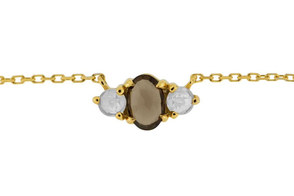 Silver 925 necklace semi preci 38+5cm rose gold plated