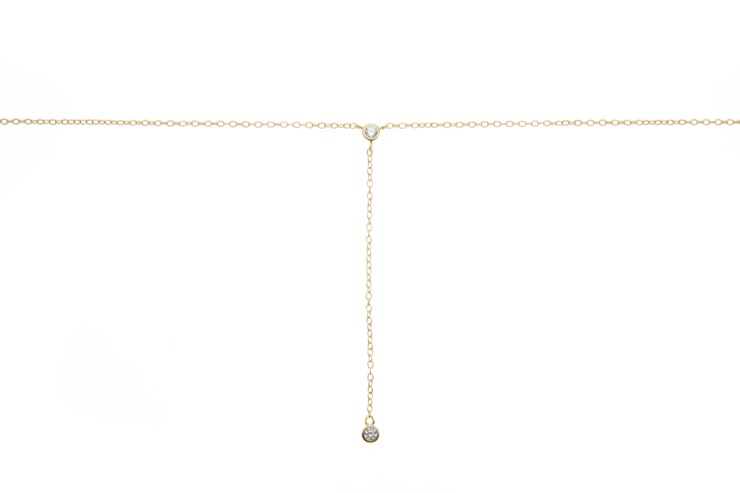 Silver cz necklace 38+5cm rose gold plated