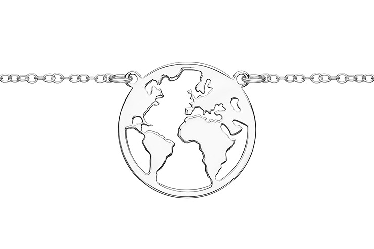 Silver 925 world necklace 38+5cm sterling silver