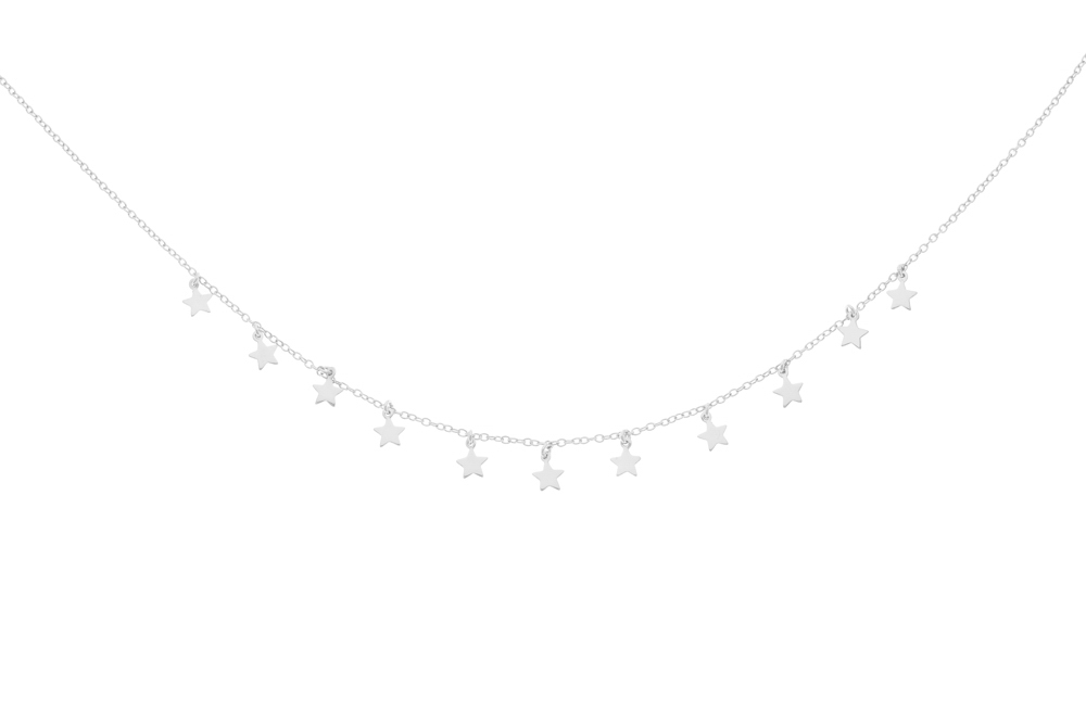 Silver 925 choker stars necklace
