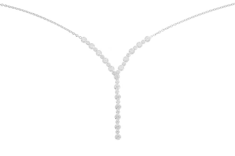 [12801C001ZBL] Silver 925 tenis cz necklace 40+5cm rhodium (White)