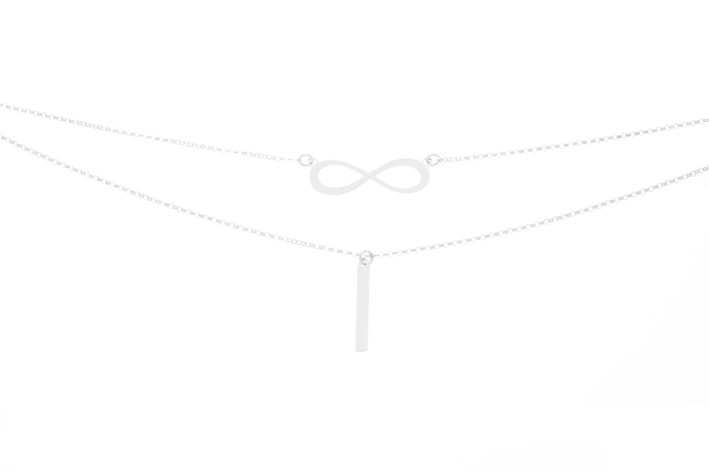 Collar plata 925 doble infinito y barra 22mmx3mm 