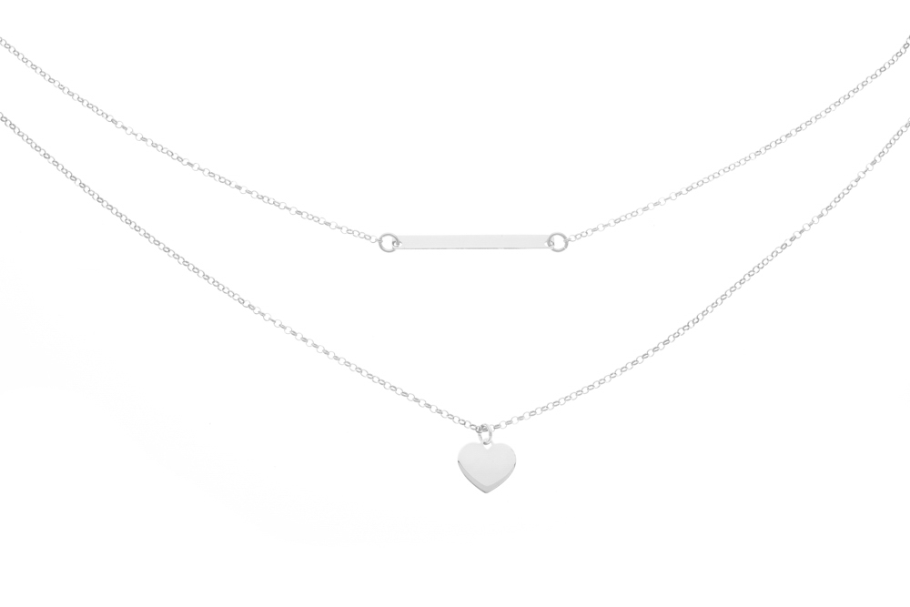 Collar plata 925 corazón y placa 30mmx3mm 