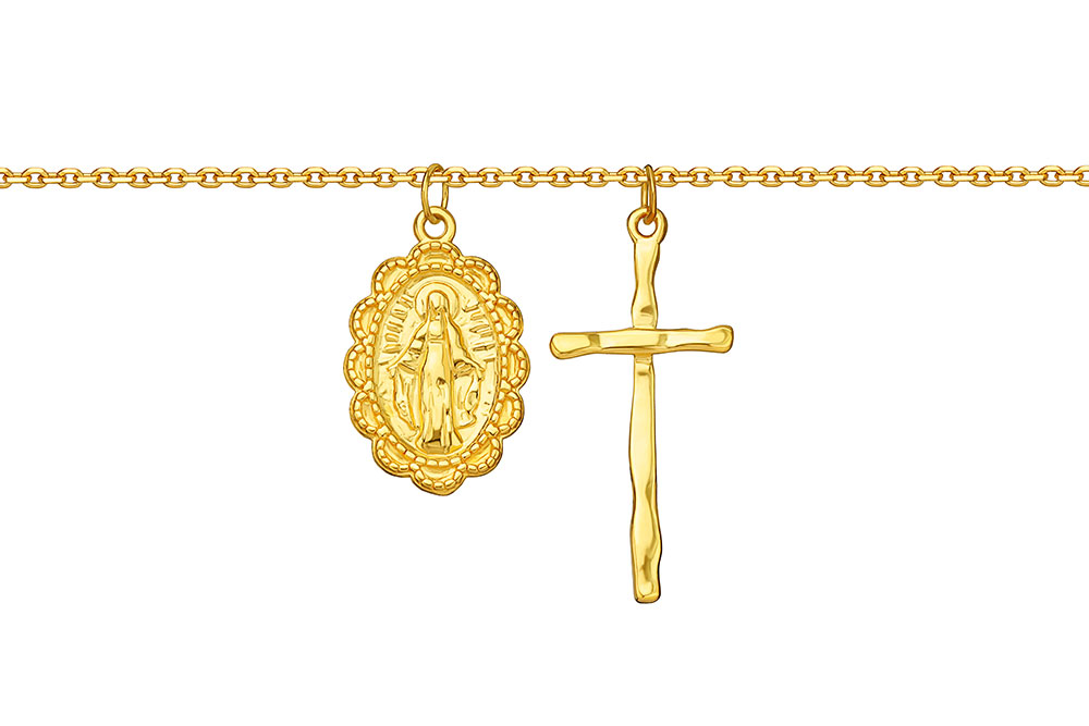 Collar plata 925 medalla virgen y cruz