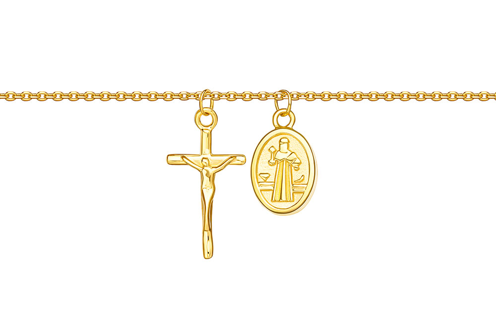 Collar plata 925 medalla virgen y cruz 