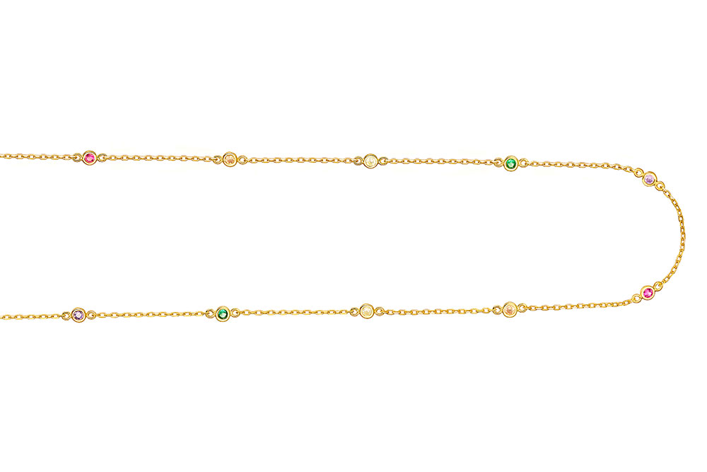 [13292C382ZMC] Silver 925 cz necklace 38+5cm rhodium (Gold plated)