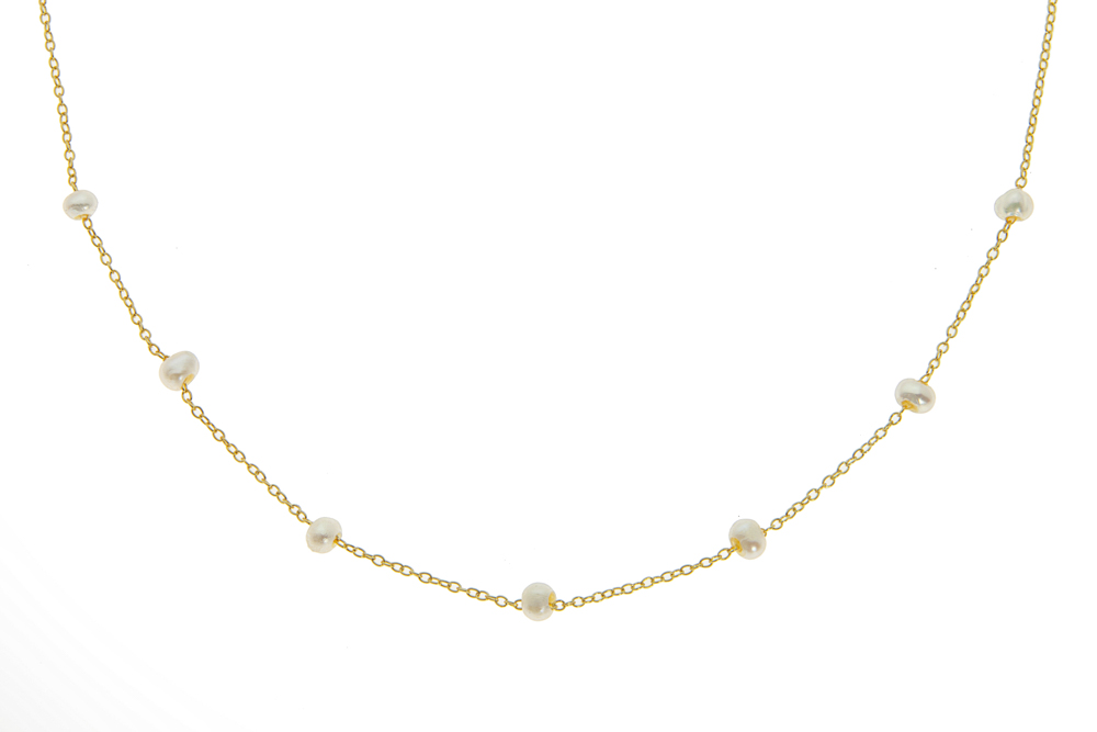 Silver 925 pearl necklace 40+5cm rhodium