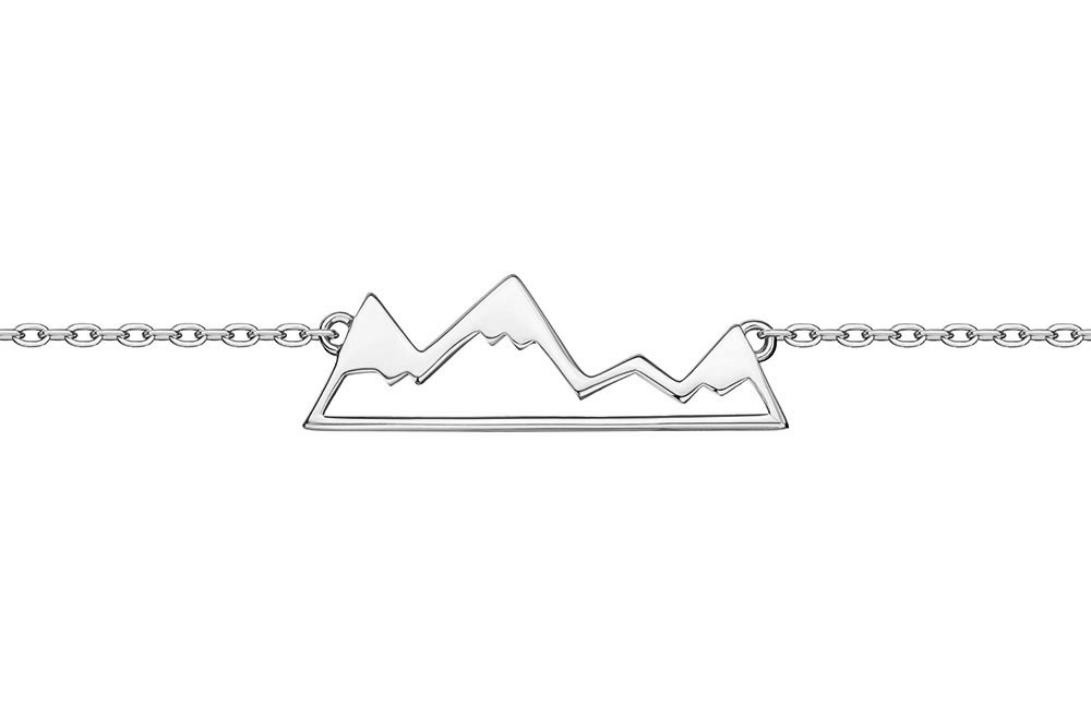 Collar plata 925 perfil montañas nevadas