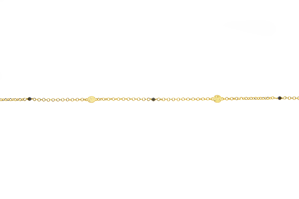 Silver 925 necklace semi preci 38+5cm rhodium