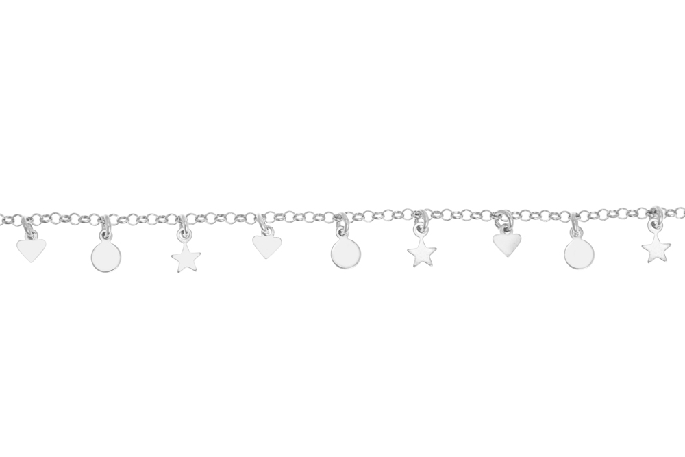 Collar choker plata 925 estrella placa y corazón 