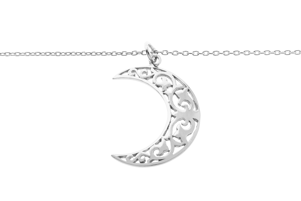 Collar plata 925 media luna calada 