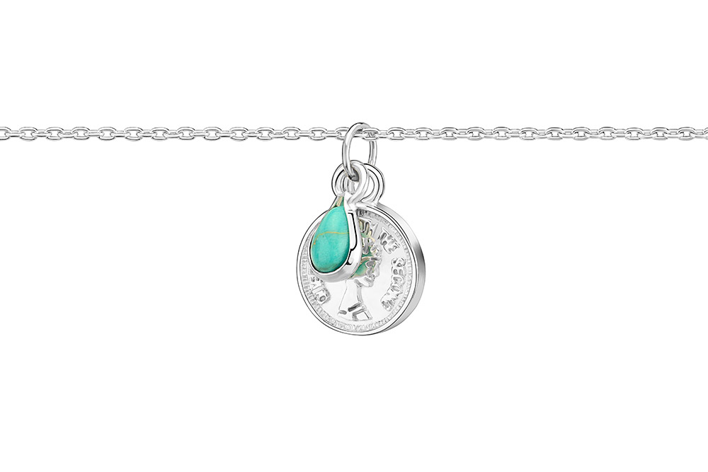 Collar plata 925 moneda inglesa con turquesa