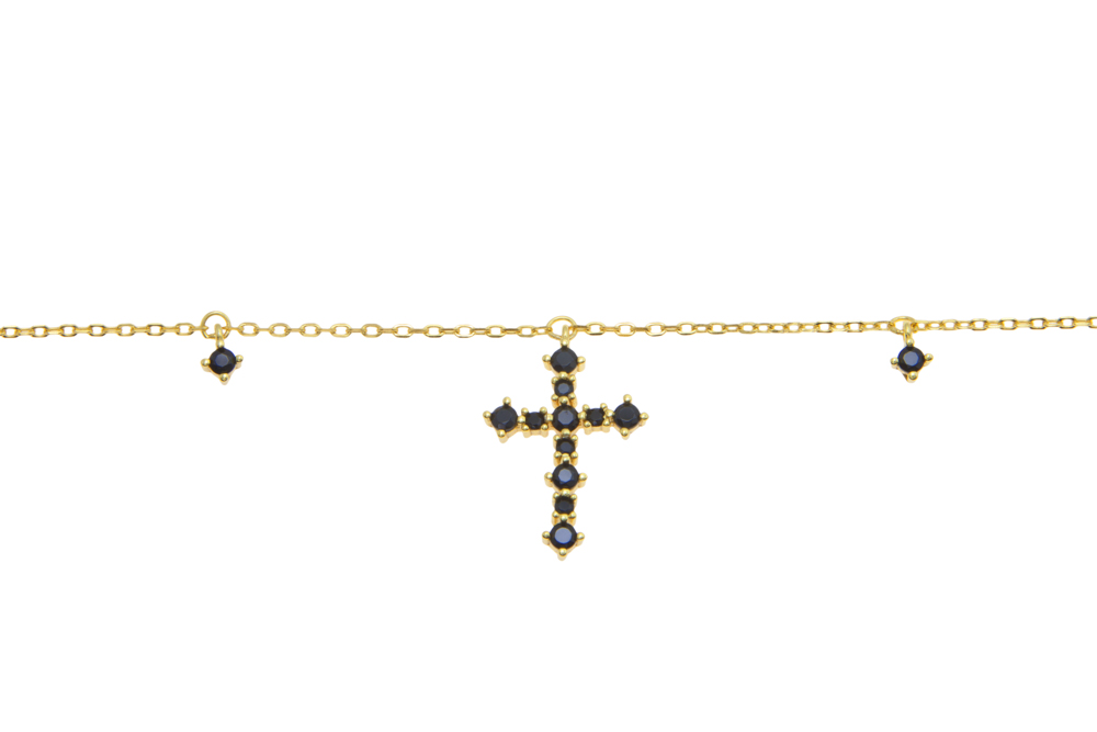 Silver 925 cz necklace 38+5cm rhodium