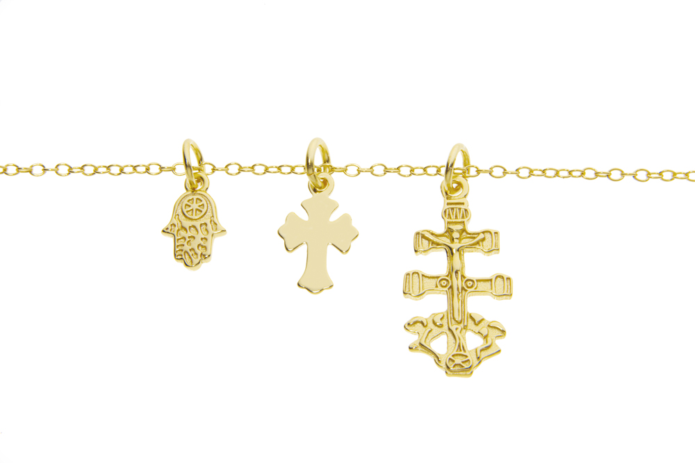 Collar plata 925 cruce caravaca/malta y mano fatim 