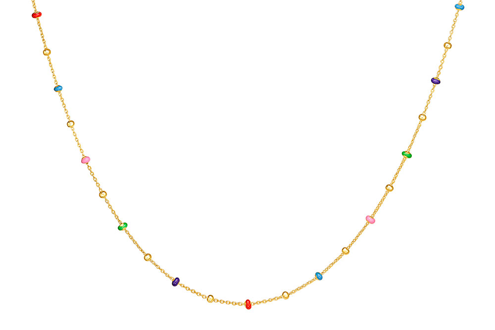 Silver 925 enamel necklace 38+5cm rhodium