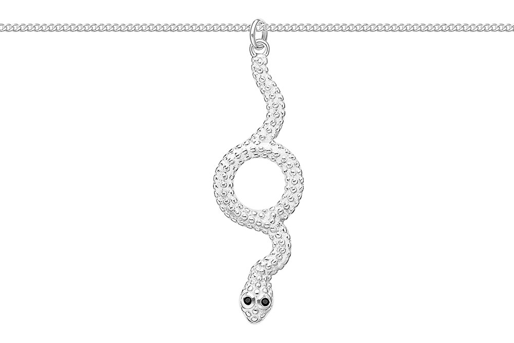 Silver 925 cz snake necklace 40+5cm sterling silver