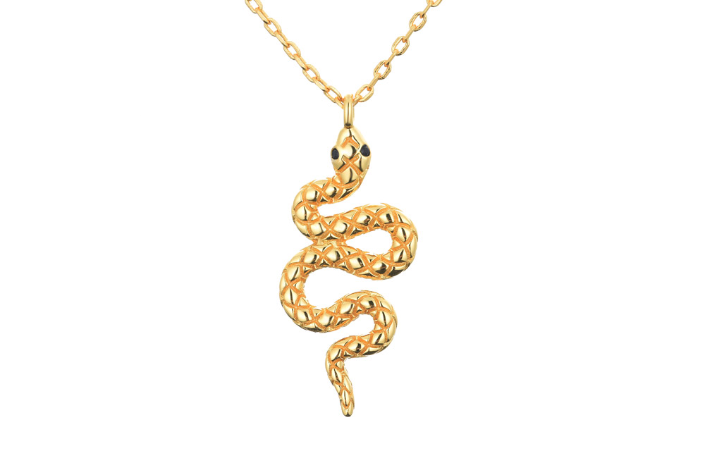 [14392C382ZNE] Silver 925 snake necklace with cz 38+5cm rhodium (Gold plated)