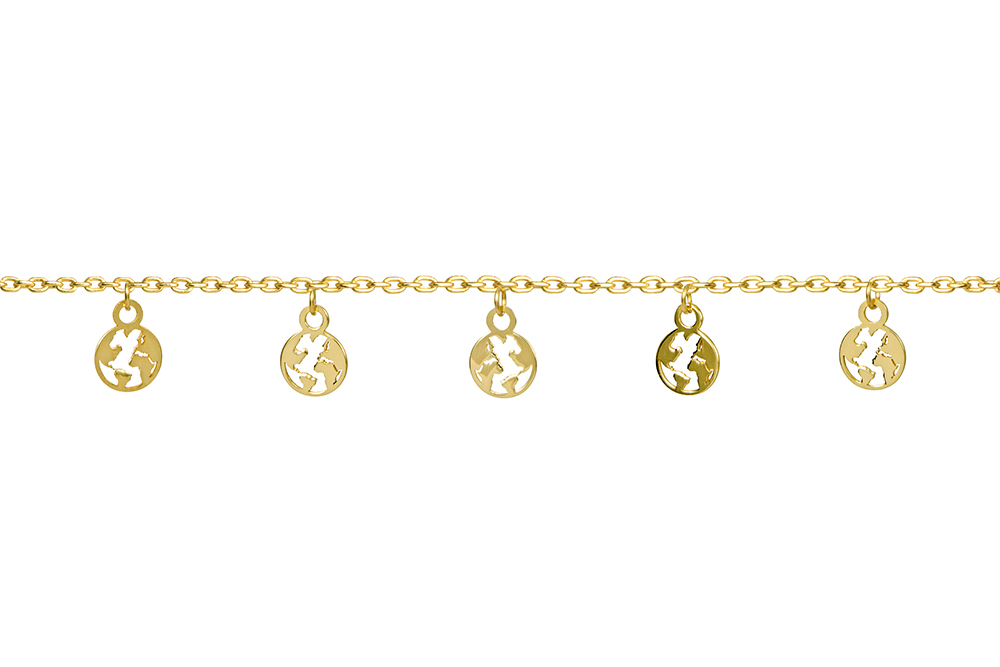 Collar plata 925 con charm de mundo 6mm 