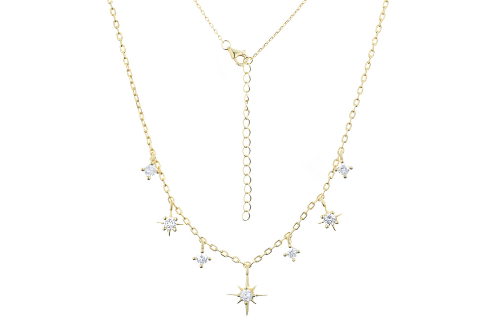 [14648N0038E5BLDO] Silver 925 necklace with charm compass zirconita (Gold plated)