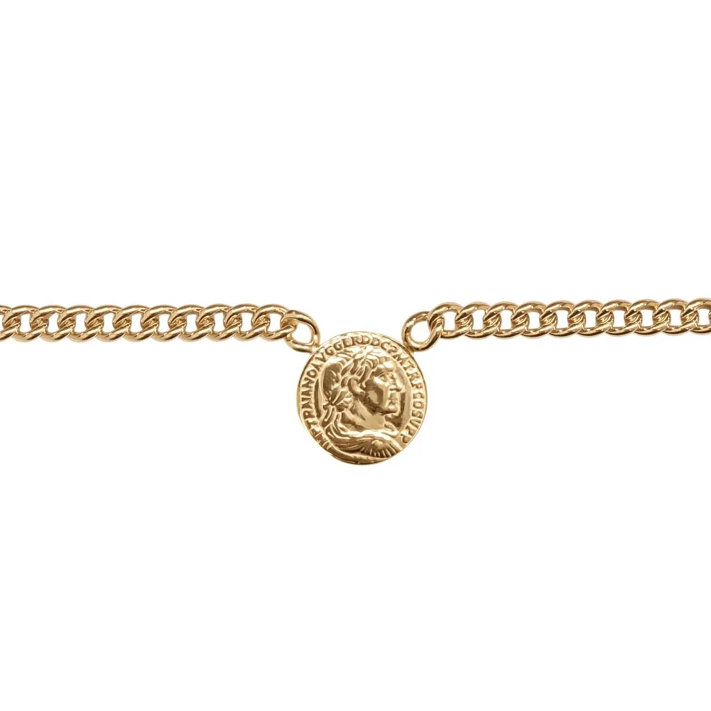 Collar plata 925 hueca barbada con moneda romana 16mm 