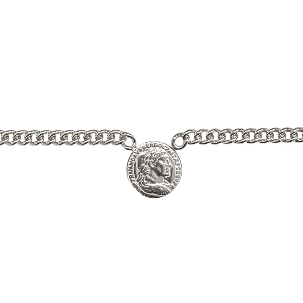 [14706N00395000PL] Collar plata 925 hueca barbada con moneda romana 16mm  (Plata)