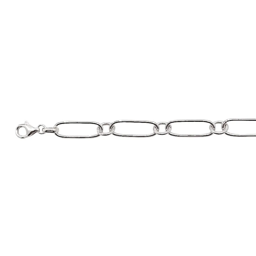 Sterling silver rectangle link chain necklace
