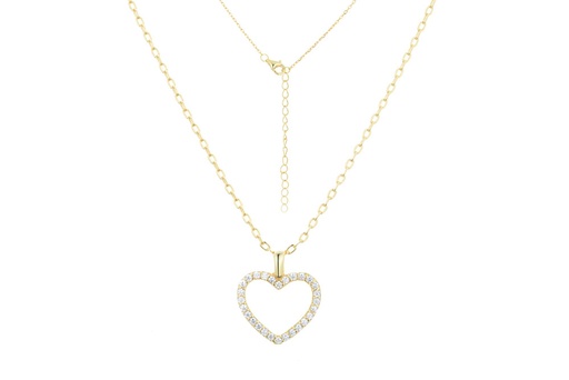 [14821N0038E5BLDO] Sterling silver heart pendant with cz (Gold plated)