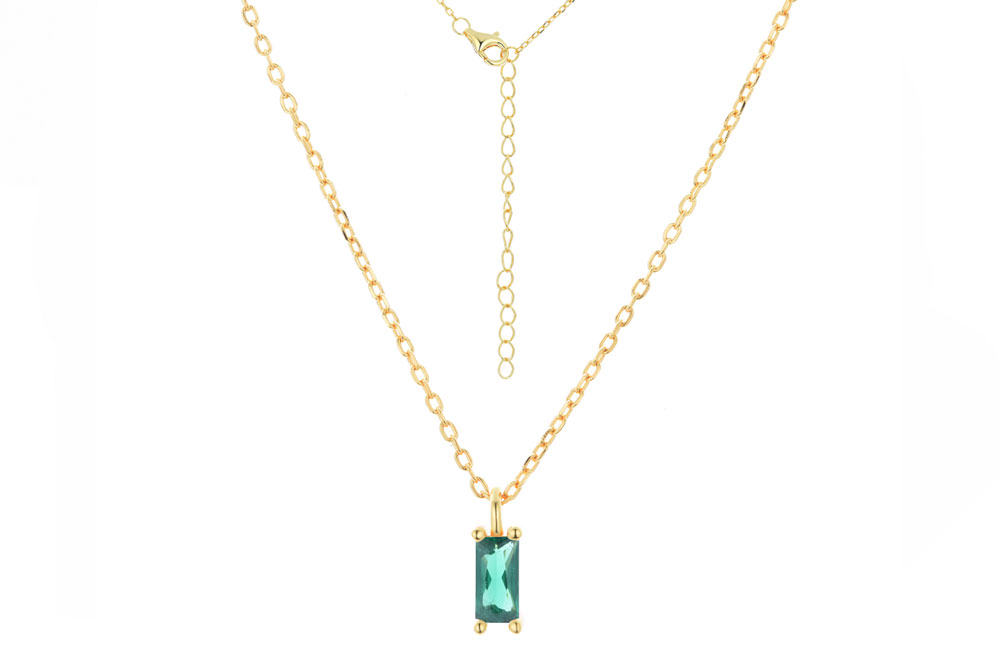 Sterling silver baguette zirconia necklace