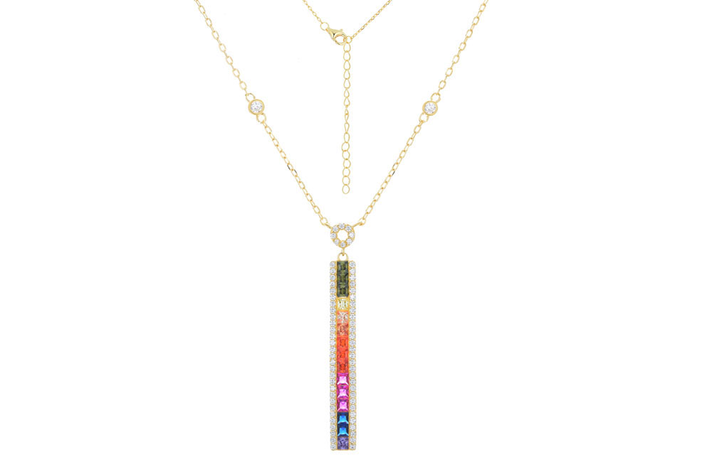 [15013N0038E5MXDO] Collar plata 925 barra con zirconitas blancas  (Oro)