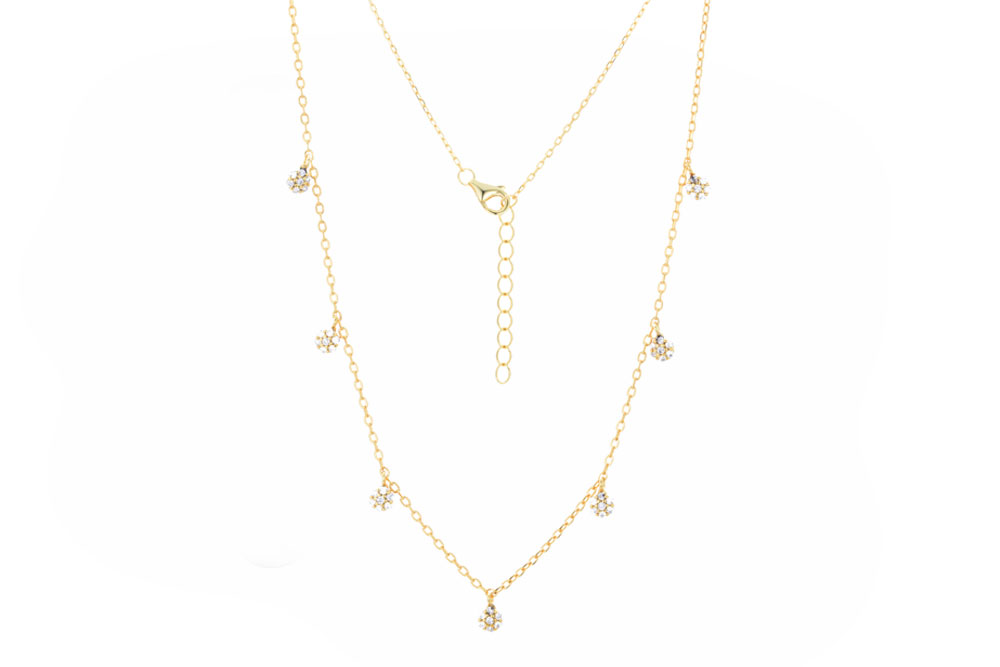 Sterling silver mini zirconia flower necklace