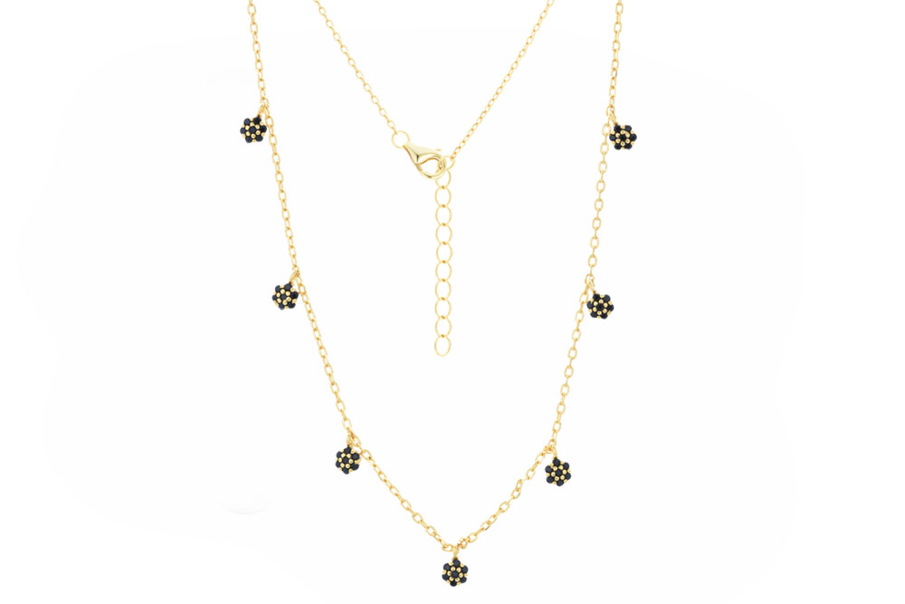 Sterling silver mini zirconia flower necklace