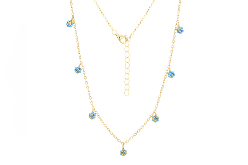 Sterling silver mini zirconia flower necklace