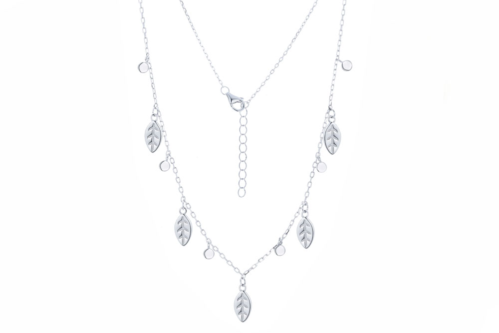 [15084N0038E500PL] Sterling silver sheets and mini circles necklace (Sterling silver)