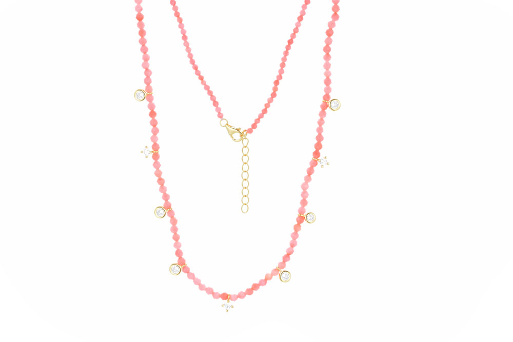 Sterling silver stone & zirconia necklace