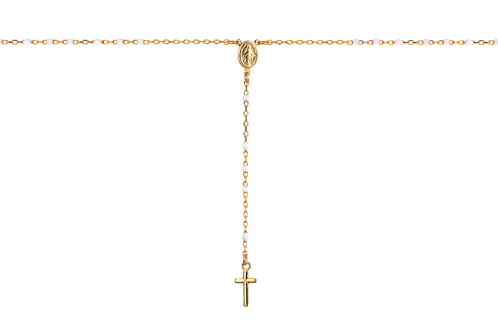 Sterling silver rosary necklace with enameled beads