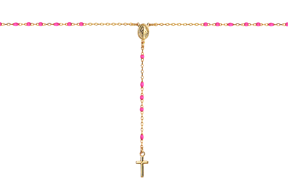 Sterling silver rosary necklace with enameled beads