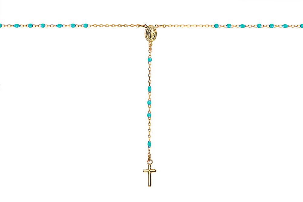 Collar rosario plata 925 con bolitas esmaltadas