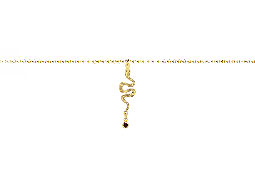Sterling silver zirconia snake necklace