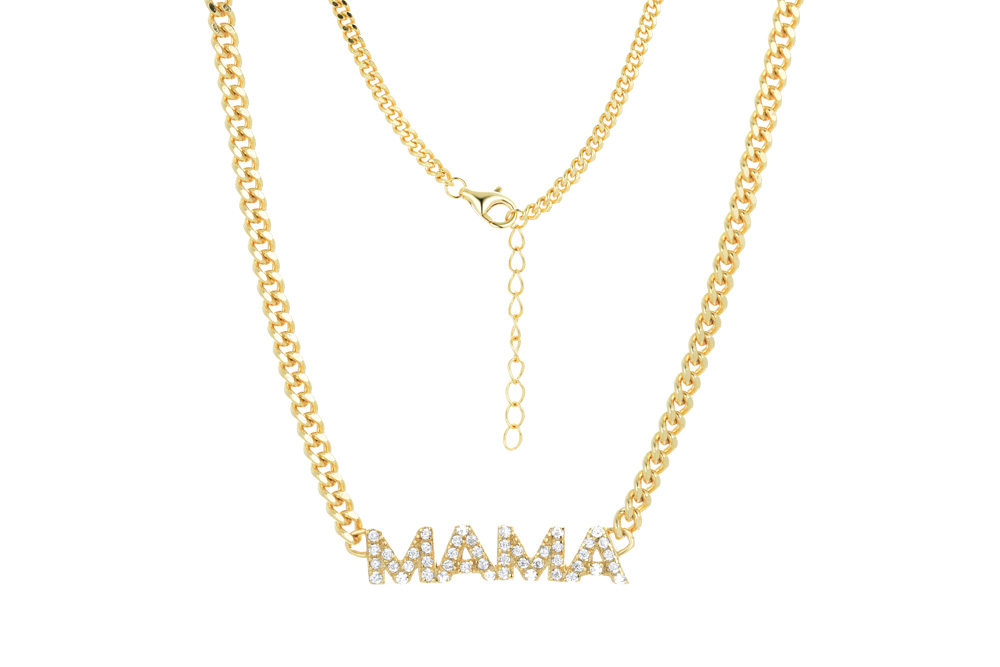 [15276N38E5ZBLDO] Sterling silver mama zirconia necklace (Gold plated)