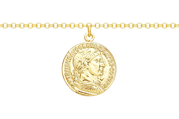 Silver 925 roman coin necklace 40+5cm silver plated