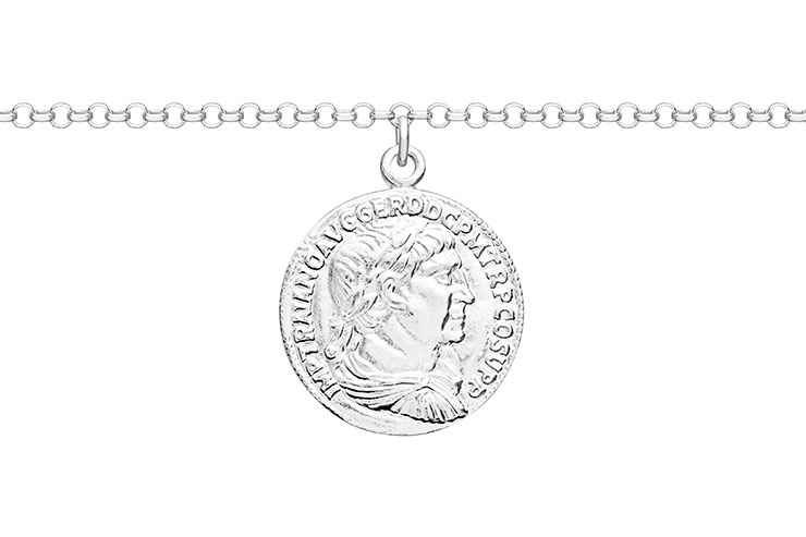 [15356N38E5PL] Silver 925 roman coin necklace 40+5cm silver plated (Sterling silver)