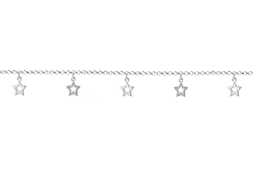 Sterling silver five stars necklace