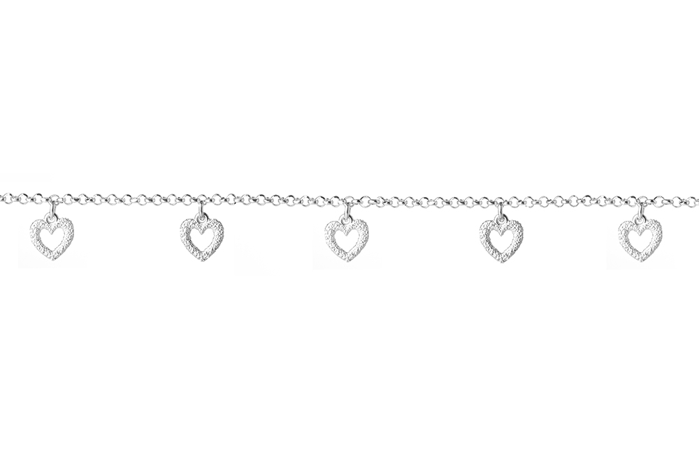 Collar plata 925 5 corazones diamantado