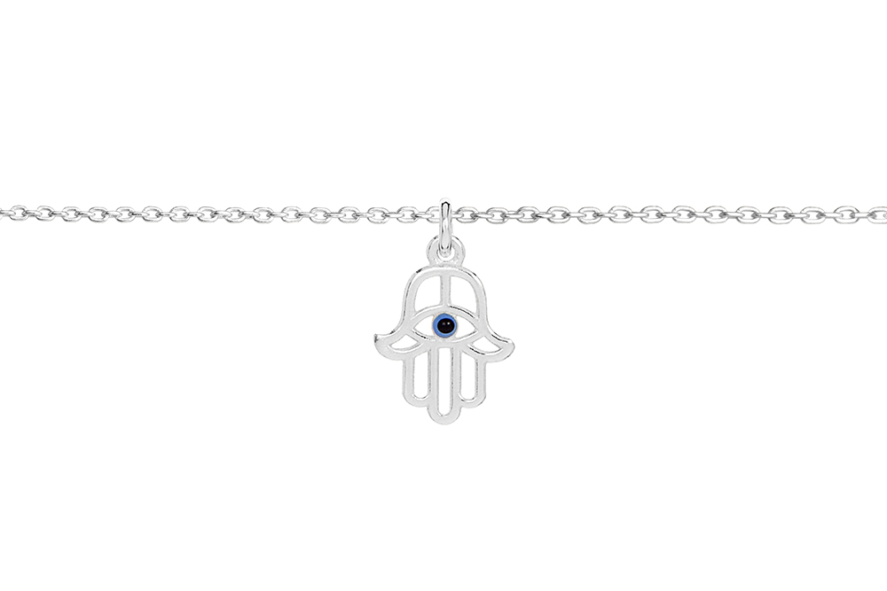 [15418N38E5PL] Sterling silver hand of fatima necklace (Sterling silver)